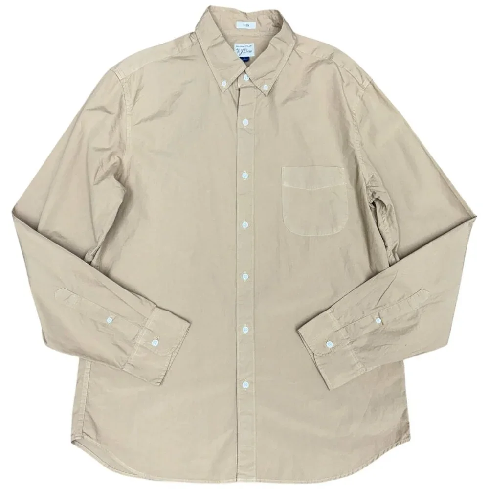 EUC Men's‎ J. CREW Slim Cotton Button Down Shirt Tan | Size L